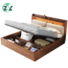 Bedroom Furniture Tyle USB Charger Wood Bed Frame